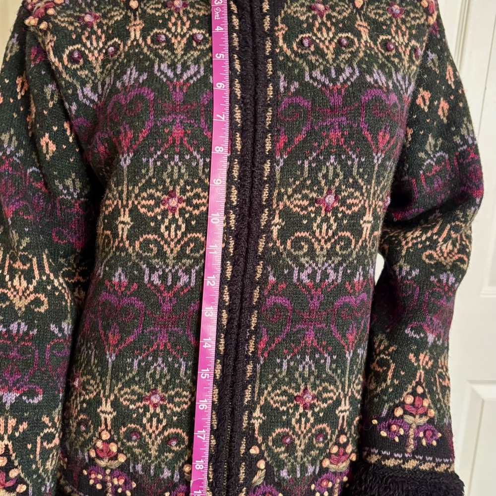 Vtg Women’s Icelandic Designs Wool Lined Zip Up Sweater Jacket Size S - Picture 7 of 16
